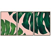SIGNWIN Framed Canvas Wall Art Tropical Monstera Leaves with Pink Background Botanical Succulent Photography Minimalism Modern Closeup Colorful for Living Room, Bedroom, Office - 16