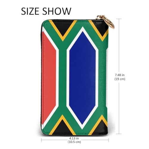 South African flag Women's Wallet Long Zip Around, Premium Vegan Leather Wallet with 12 Card Holders, Large Capacity,Gift Ready Packaging3