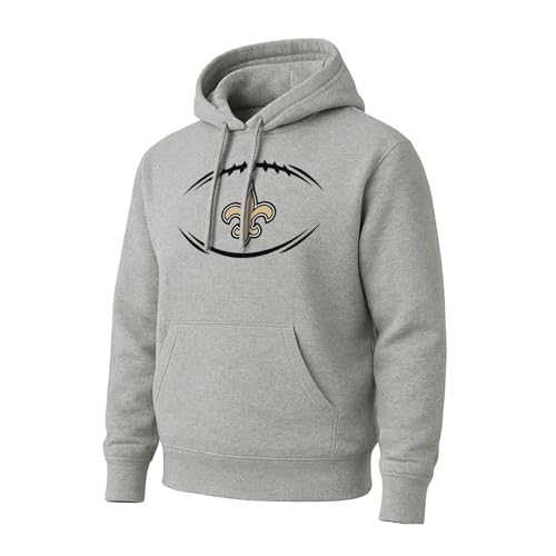 Hybrid Sports NFL - New Orleans Saints Logo Snap - Mens and Womens Lightweight Pullover Hoodie - Size Large - Athletic Heather