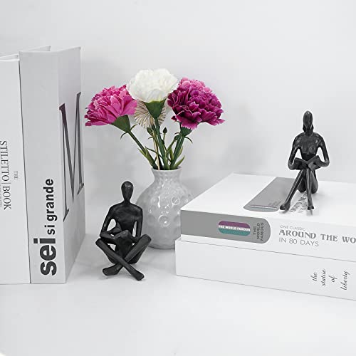 Dreamseden Small Iron Reader Sculpture, Modern Shelf Decor For Shelves Table, Bookshelf Decorations Statues Figurines For Home Bedroom Office Library, Gifts For Book Lovers Men Women (Reading Couple) #TOP4