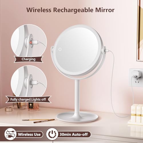 Espejo para maquillaje redondo con luz y aumento 8.6" miniatura 5