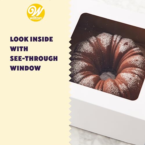 Wilton 12-Inch Cake Boxes with Windows for 10-Inch Cakes, White, Sturdy Cardboard, 6-Count