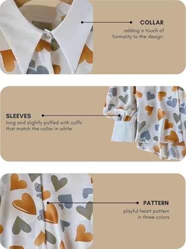 Image of GRECIILOOKS Printed Shirts for Women`s | Stylish Heart Print Full Sleeve Shirt for Women | Comfortable Rich Collared Womens Shirt |Casual Trendy Outfit