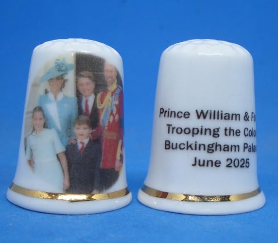 Porcelain China Collectible Thimble - Prince William with Family Trooping Colours 2025 Box