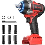 Cordless Impact Wrench for MilWaukee M18 Battery, 1254Ft-lbs (1700N.m) 1/2 Inch Electric Impact Gun, 3 Speed High Torque Impact Driver with 6 Sockets, Impact Drill for Car Home Mower (No Battery)
