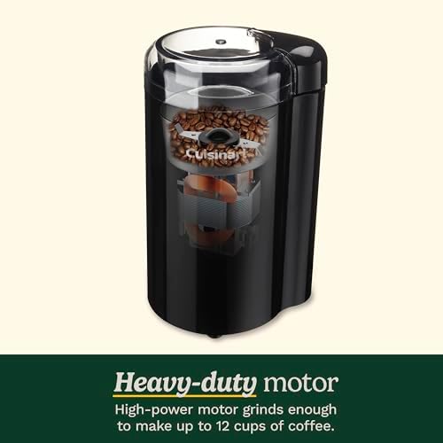 Cuisinart Coffee Grinder, One Touch Control Coffee Bean Grinder with Stainless Steel Bowl and Blades, 2.5 oz/70g Capacity Enough for 12 Cups, On/Off Switch with Safety Interlock, DCG-20BKN, Black - 4