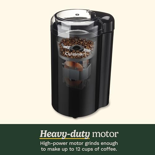 Cuisinart Coffee Grinder, One Touch Control Coffee Bean Grinder with Stainless Steel Bowl and Blades, 2.5 oz/70g Capacity Enough for 12 Cups, On/Off Switch with Safety Interlock, DCG-20BKN, Black by Cuisinart - Image 5