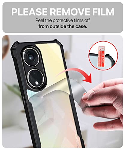Image of WOW IMAGINE Shock Proof Clear Protective Back Case Cover for Oppo Reno 8T 5G - AirEDGE Technology | 360 Degree Camera Protection | Transparent Hybrid Back Case Mobile Cover - Earthy Black