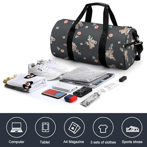 Sac week-end duffel bag imprimé koala floral 45cm multi-usage