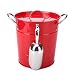 Home By Jackie T586 4L Red Metal Double Walled Ice Bucket Set With Lid And Scoop(red)