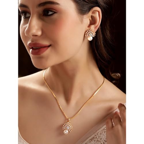 Image of Rubans Pendant Set Trending Western Stylish Jewellery Gift for Women & Girls