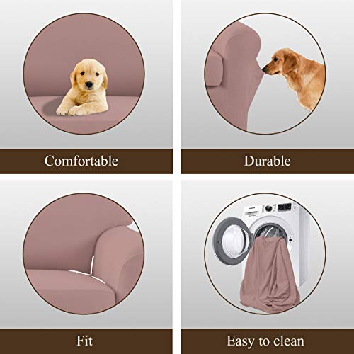 Image of Easy-Going 2 Pieces Stretch Oversized Couch Sofa Slipcover Washable | Spandex Soft Fitted Sofa Couch Cover for Sofa Furniture Protector with Bottom Kids,Pet Dog Pink