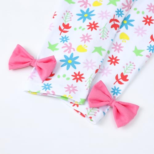 Image of HILEELANG Toddler Girl Easter Outfit Spring Summer Cotton Leggings Pants Tees Shirts Clothing Sets