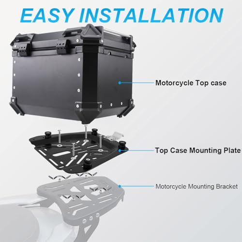 Top case moto aluminium noir 36L robuste et étanche avec serrure