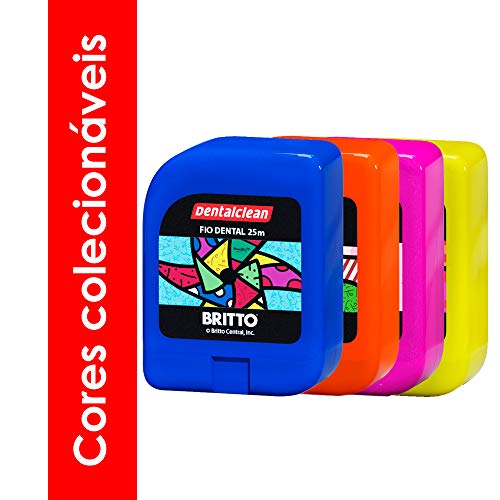 Fio Dental 25m, sabor menta - Com cores e a arte do famoso pintor Romero Britto, Dentalclean