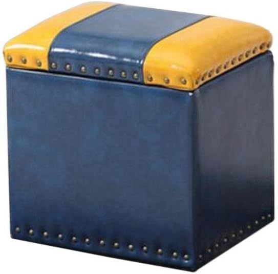 Tabouret ottoman repose-pieds carré en similicuir marron avec coffre