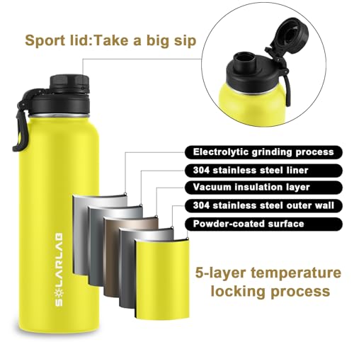 SOLARLAB Insulated Water Bottle 1.2 L Stainless Steel, Thermos Water Bottle, BPA Free, Perfect for Hot Drinks Cold, Outdoors - Image 3