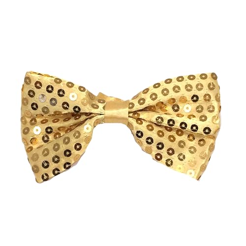 TrendandStylez Pailletten Fliege, gold, 9 x 12cm, verstellbar, für Damen und Herren, Glitzer Accessoire, Fliege für Karneval