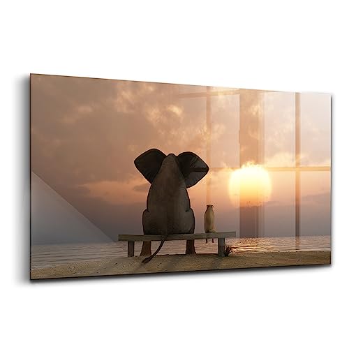 Peinture sur verre d'art animaux coucher du soleil pour grand salon cosy