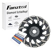 FANZTOOL Premium Diamant Schleiftopf Abrasiv 180 mm x 22,2 mm Schleifteller für abrasive Baustoffe, Estrich, Putz, Asphalt
