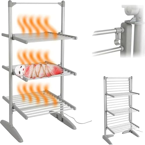 Decorative Home Accessories,Foldable Electric Clothes Drying Rack - Energy Saving Heated Clothes Airer for Home, Easy Storage and Stand Design for Efficien