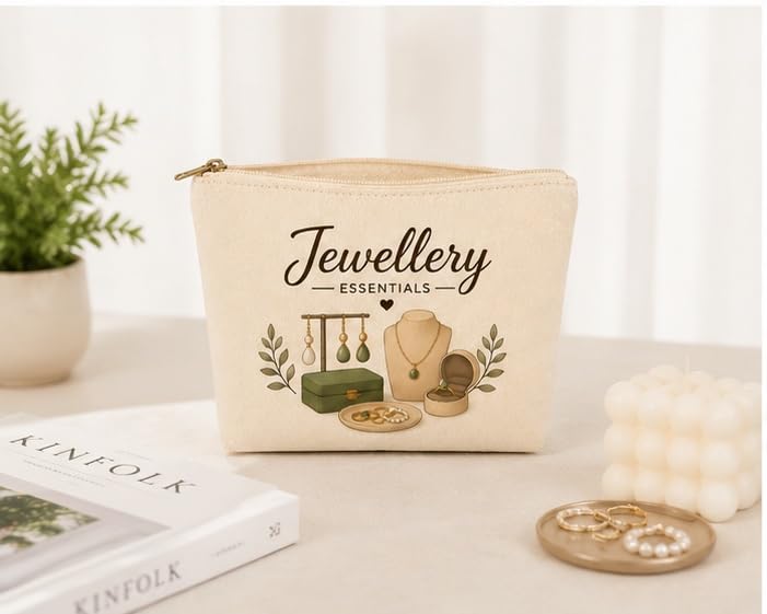 Image of DRUDRAYA Canvas Jewellery Pouch | Printed Storage Zipper Bag (Pack of 2)