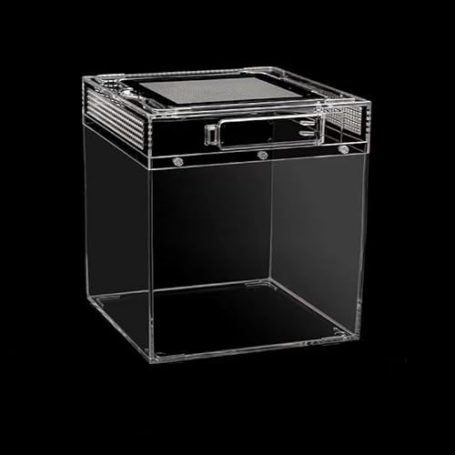 レプタイルボックス 爬虫類 飼育ケース 虫かご 大 透明アクリル飼料箱 飼育ケース レプタイルボックス ワイド レオパ ケージ 爬虫類両生類通気性防走蓋スライド式餌箱 98%透光、サソリ、クモ、カエル、カメ、ゲッコ、カマキリ、ヘビ、庵クラブなどのテ ラリウ