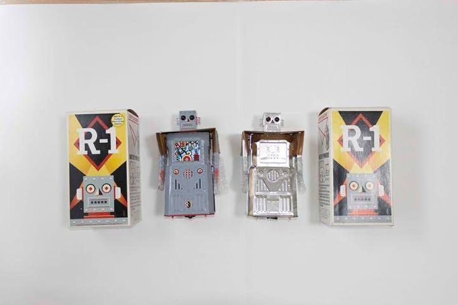 R-1ブリキ シルバーロボット2体セット（ブリキロボット） Amazon.co.jp: R-1ブリキ シルバーロボット2体セット（ブリキ