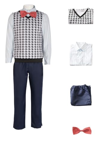 Qseownd Men Fear Costume Top Shirt Vest Pants with Tie Suit Inside Fear Out Costume Halloween Outfits (Suit(Boys), Medium)