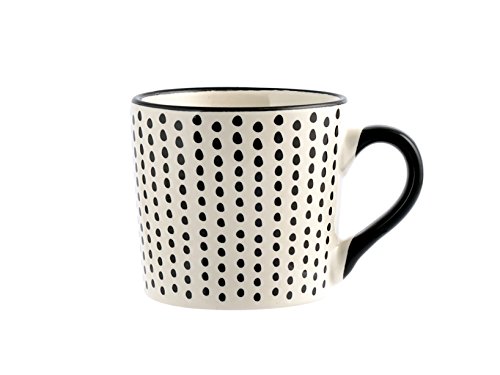 H&H Vhera Juego 6 Tazas Té, Stoneware, Blanco/Negro, 220 ml - Imagen 6