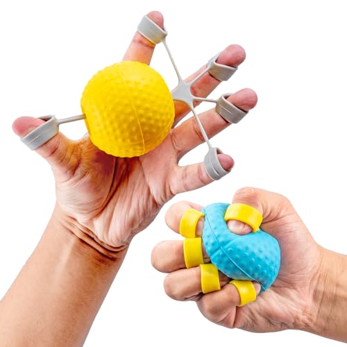 Wefaner Finger strengthener, therapy hand ball,finger exerciser ball, finger stretching and rehabilitation training for the elderly,6 Piece Set.