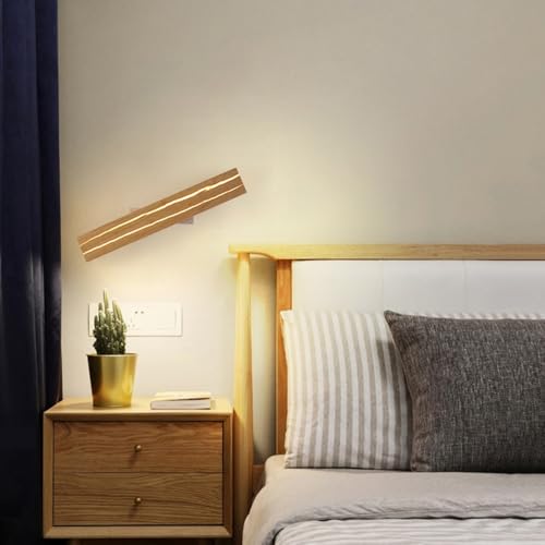 Lámparas de pared nórdicas con apliques LED verticales regulables de madera 5