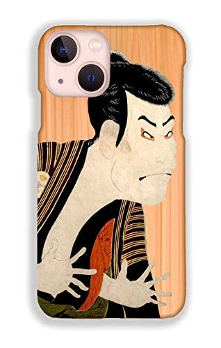 【木製スマホケース】iPhone13 mini互換 スマホケース 東洲斎写楽 ☆浮世絵☆ 木 木目 自然素材 環境保護 日本 和 役者絵 歌舞伎 大首絵 名画 アート 芸術(三代目大谷鬼次の奴江戸兵衛)