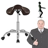 Taburete de sillín con ruedas, capacidad de peso de 300 libras, taburete rodante resistente para masajes médicos, cocina, spa, dibujo, tecnología de uñas, altura ajustable, giro de 360 grados,