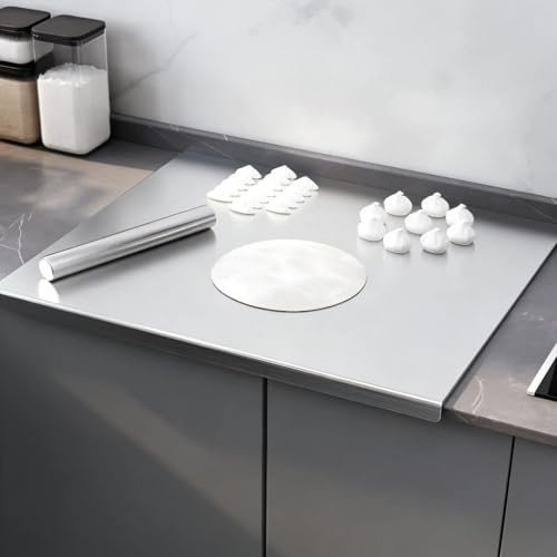 Image of Mevin 304 Food Grade Stainless Steel Chopping Board for Kitchen, Double Sided Anti-Bacterial Metal Vegetable Cutting Board, Heavy Duty, Rustproof, Eco-Friendly, BPA-Free, Large Size for Kneading Dough