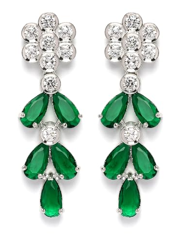 Image of Karatcart Silver Tone Green American Diamond Studded Necklace Set for Women