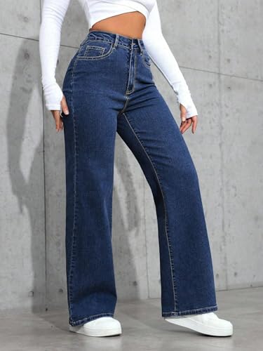 Image of TOPLOT Women's Jeans | High Rise Waist Design | Baggy Fit Style with Relaxed Silhouette | Trendy Look with Comfortable Wear | Easy Styling for Everyday Fashion | Casual, Streetwear (5204)
