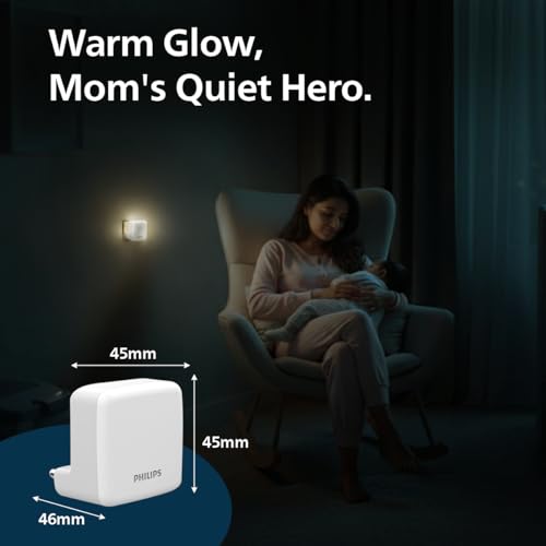 Image of Philips LED SereneShine Plug-in Night Lamp 0.5W | Warm White LED Night Light | Soft Glare-Free Illumination | Energy Efficient | Ideal for Bedroom, Hallway & Kids Room | Pack of 10