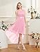 BeryLove Formal Dresses for Women Wedding Guest Cocktail Vacation Prom Dress for Teens Christmas Sleeveless Lace Chiffon Floral Bridesmaid High Low Elegant Midi Gowns 35 Pink L