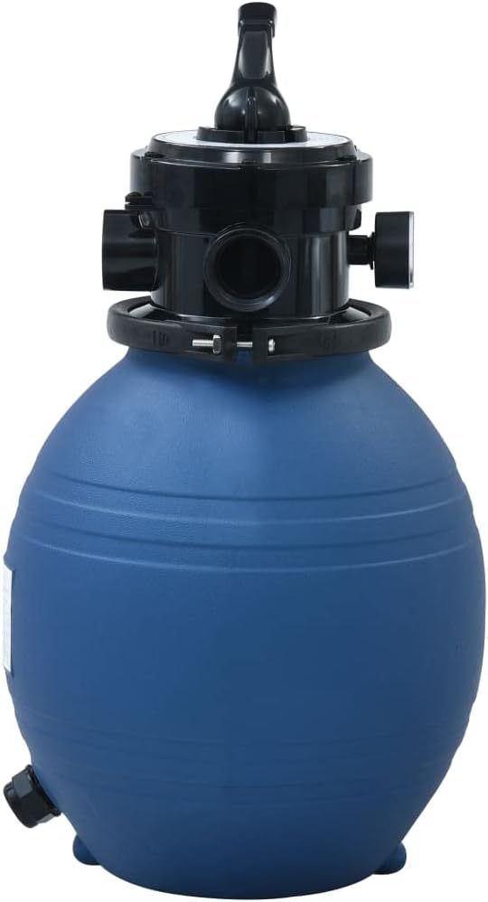 SKM Pool Sand Filter with 4 Position Valve Blue 11.8"