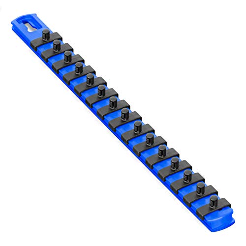 ERNST 13-Inch Socket Rail Organizer with 15 1/4-Inch Twist Lock Clips, Blue (8417-Blue-1/4) by Ernst Manufacturing - Used condition - US$7.19