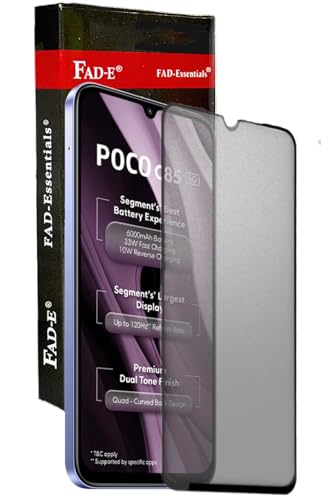 Image of FAD-E Matte Tempered Glass Screen Protector Guard for Poco C85 5G / Redmi 15C 5G (6.9 inch), Matte Finish