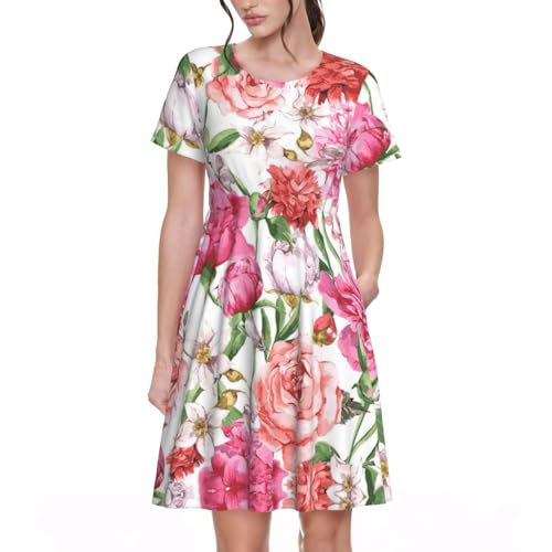 Robe d'été fluide col rond anti-chaleur avec de vraies poches fonctionnelles