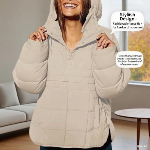 Women's Oversized Hooded Puffer Jacket Womens Quilted Lightweight Winter Warm Pullover Padded Hoodies Fall Coat2