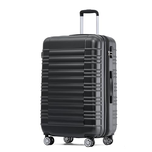 BEIBYE Zwillingsrollen Reisekoffer Koffer Trolleys Hartschale M-L-XL-Set (Schwarz, XL)