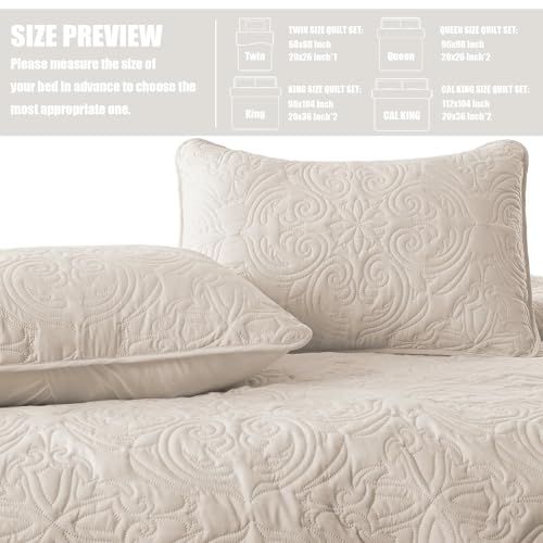 Exclusivo Mezcla 3 Piece California King Quilt Bedding Set, Beige Cream by Exclusivo Mezcla - Used condition - Image 6