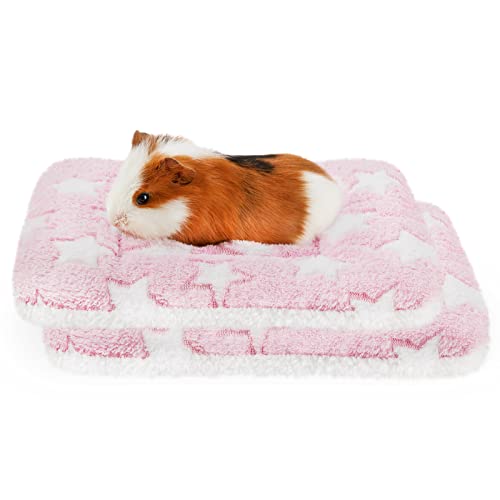 Amakunft 2 Pcs Guinea Pig Bed Mat Washable, Rabbit Winter Bed Pad for Indoor, Warm Small Animal Bed Mattres, Fleece Sleeping Pad for Bunny, Rat, Hedgehog, Sugar Glider, Chinchilla