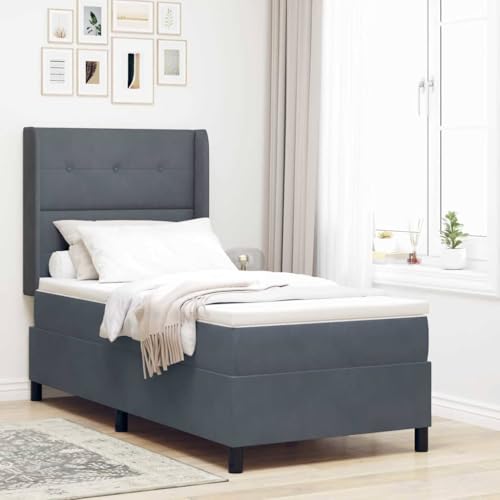 QZZCED Cama con Somier de Terciopelo Moderna y Cabecero Ajustable, Colchón de Resortes Embolsados para Soporte Individual, Marco de Madera Elaborada y Diseño Independiente