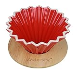 ANCKERAMIC Keramik Kaffeefilter mit Holzaufsatz (1-3 Tassen), Pour Over Kaffeebereiter für Handfilter Kaffee (Rot)