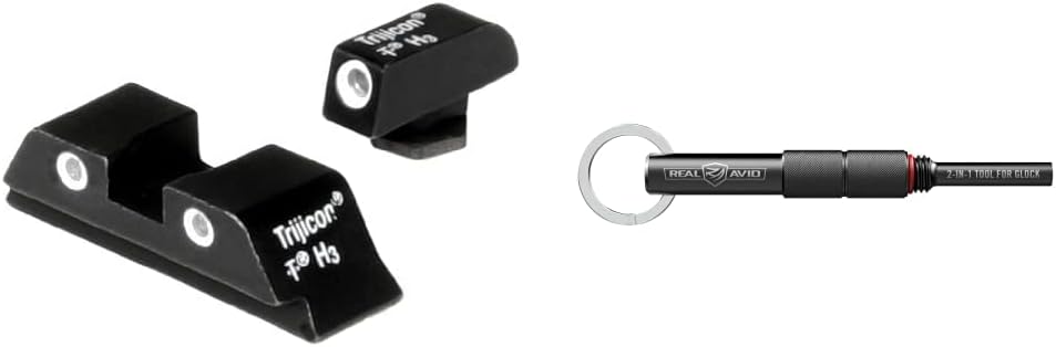 Trijicon GL01 Bright & Tough Night Sight Set & Real Avid 2-in-1 Tool for Glock Handguns, Includes Glock Compatible Front Sight Tool & Disassembly Tool, Compatible with Glock 19,17,43,26,22,48 & More : Sports & Outdoors